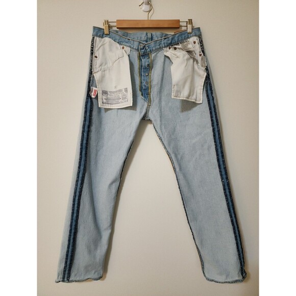 Levi's 501 XX Mens Straight Button-Fly Jeans 34/30 Blue Cotton-Blend 00501-3184 - Picture 10 of 16